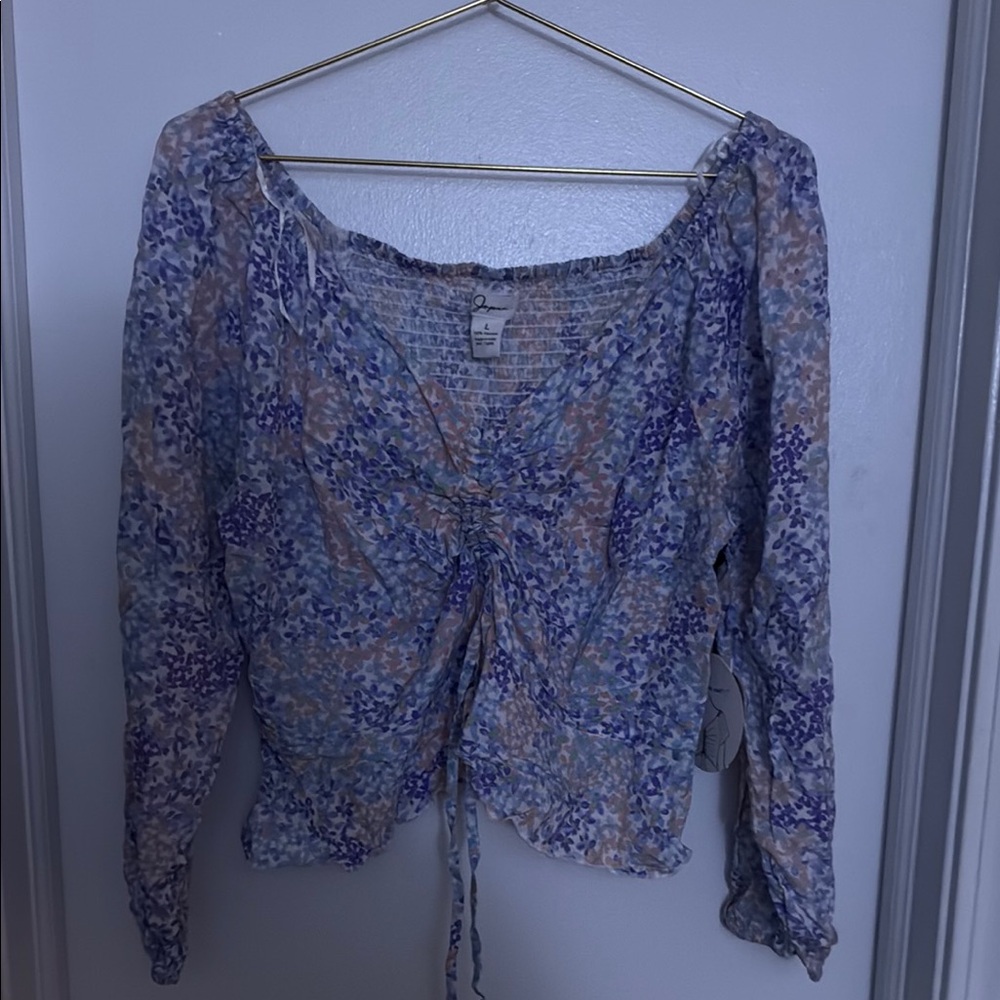 Floral Blue and Purple Women's Top